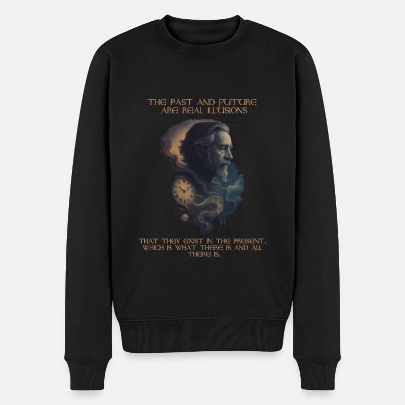 Alan Watts Zeit Zitat Kunst - Männer Premium Bio Pullover - Schwarz