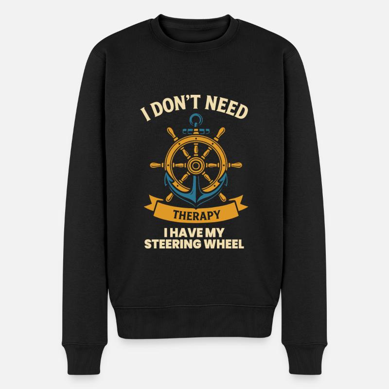 Lustiger Spruch Schiff-boot-kapitän - Männer Premium Bio Pullover - Schwarz