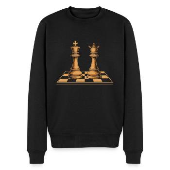 Schachspiel Spieler Schachbrett Dame König - Männer Premium Bio Pullover - Schwarz - Vorne - Nico (187cm)