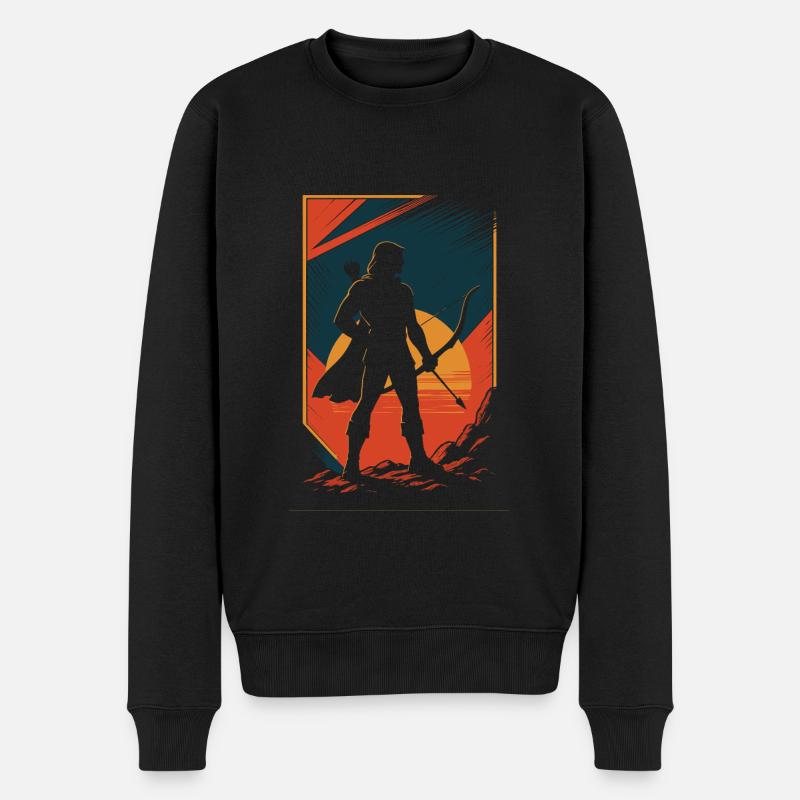 Bogenschießen Bogenschütze Sonnenuntergang - Männer Premium Bio Pullover - Schwarz