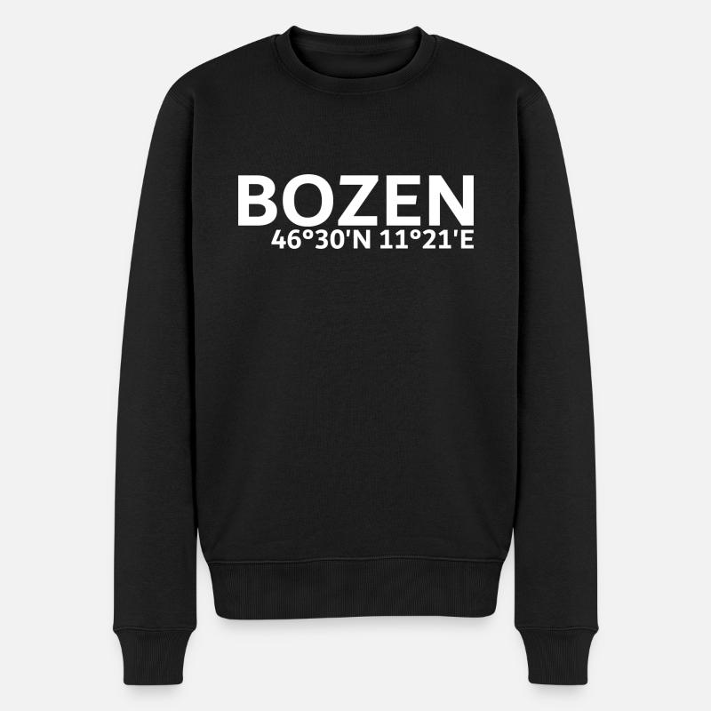 Bozen Koordinaten - Männer Premium Bio Pullover - Schwarz