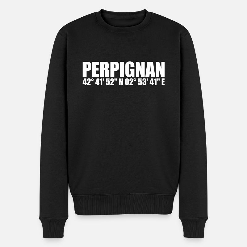 Perpignan Koordinaten - Männer Premium Bio Pullover - Schwarz