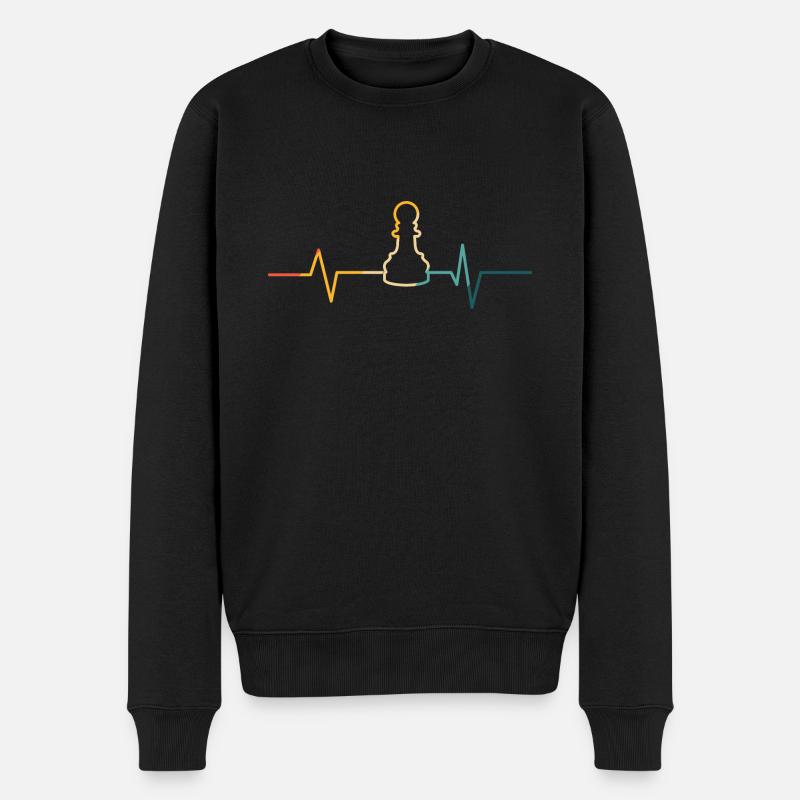 Schach-Herzschlag - Männer Premium Bio Pullover - Schwarz