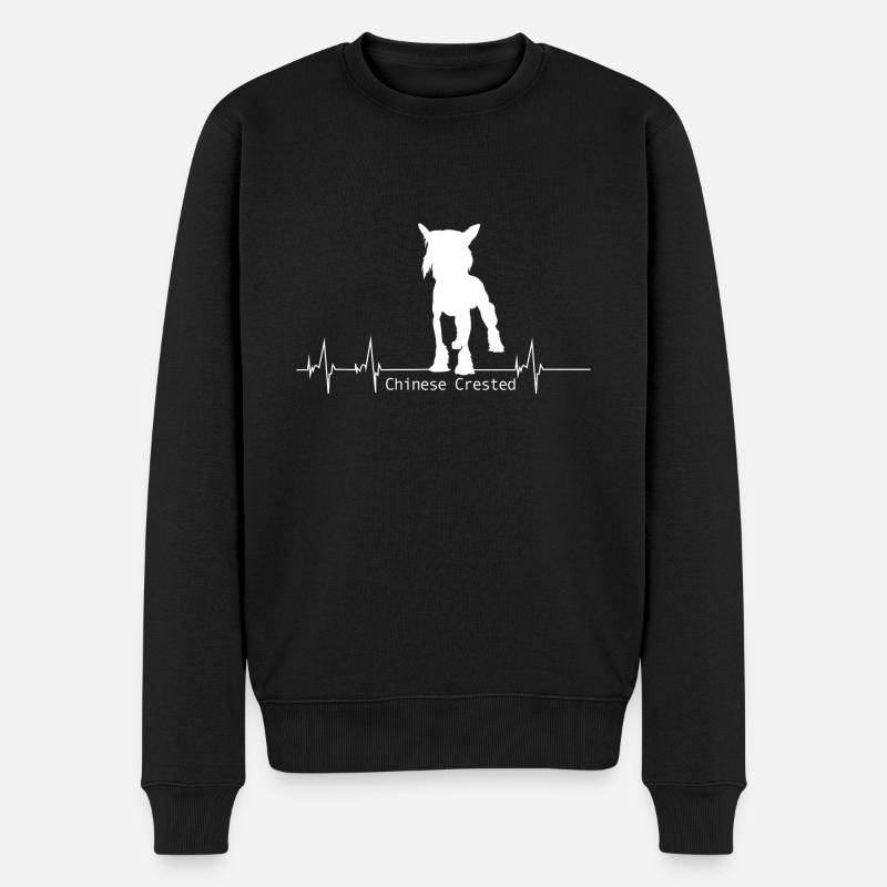 Chinese Crested Shirt-Heartbeat - Männer Premium Bio Pullover - Schwarz