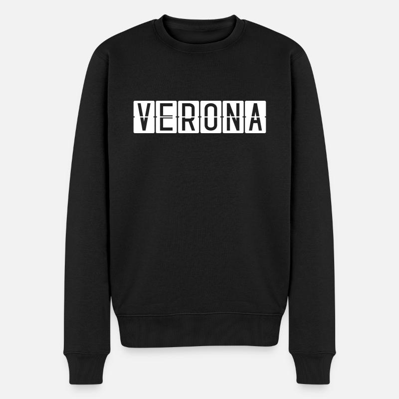 Verona Flughafentafel - Männer Premium Bio Pullover - Schwarz
