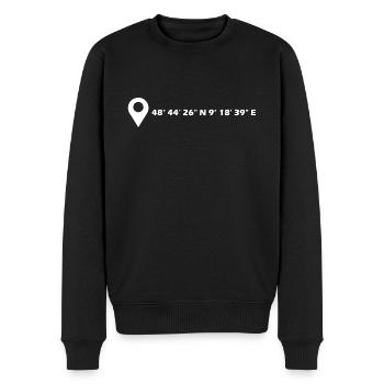 Esslingen am Neckar Koordinaten - Männer Premium Bio Pullover - Schwarz - Vorne - Nico (187cm)
