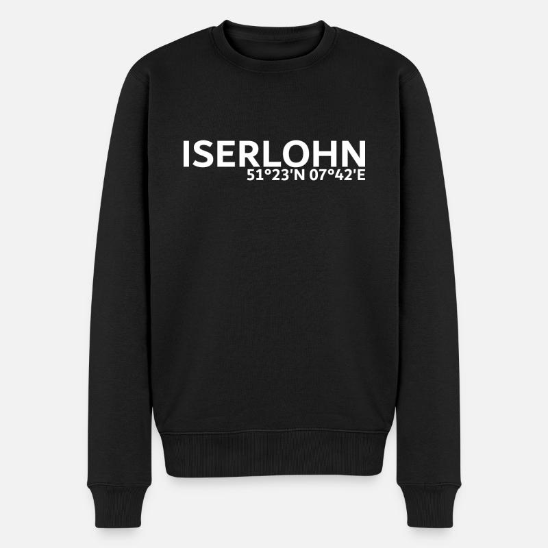 Iserlohn Koordinaten - Männer Premium Bio Pullover - Schwarz