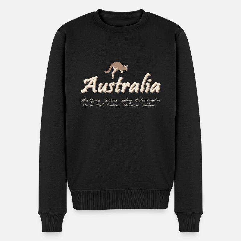 Australia - Kangaroo - Männer Premium Bio Pullover - Schwarz