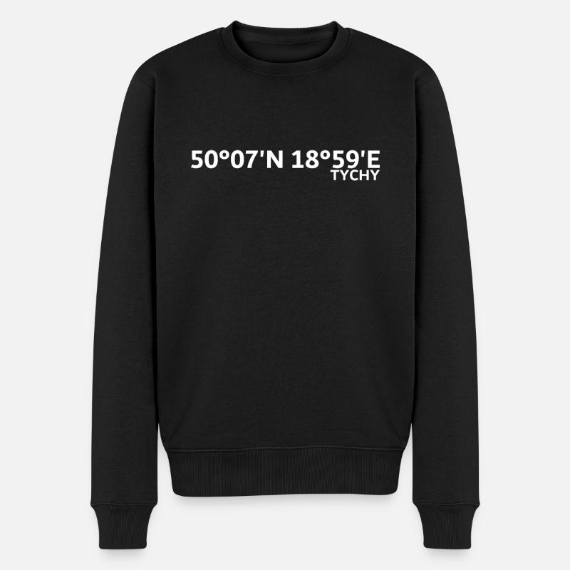 Tychy Koordinaten - Männer Premium Bio Pullover - Schwarz