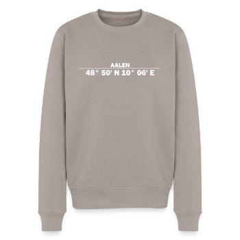 Aalen Koordinaten - Männer Premium Bio Pullover - Taupe - Vorne - Nico (187cm)
