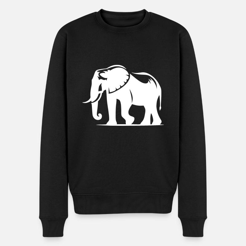 Grande silhouette d’éléphant avec défenses - Pull Premium bio Homme - noir