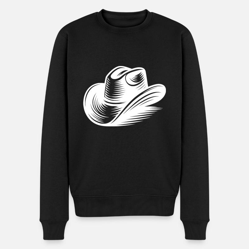 Klassische Cowboyhut Illustration im Western Style - Männer Premium Bio Pullover - Schwarz