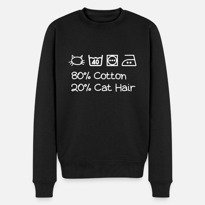 80% Baumwolle 20% Katzenhaar - Katzenliebhaber Geschenkshirt - Männer Premium Bio Pullover - Schwarz