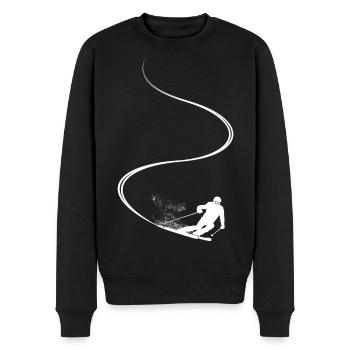 Skispur, Apres Ski, Wintersport, Skiurlaub - Männer Premium Bio Pullover - Schwarz - Vorne - Nico (187cm)