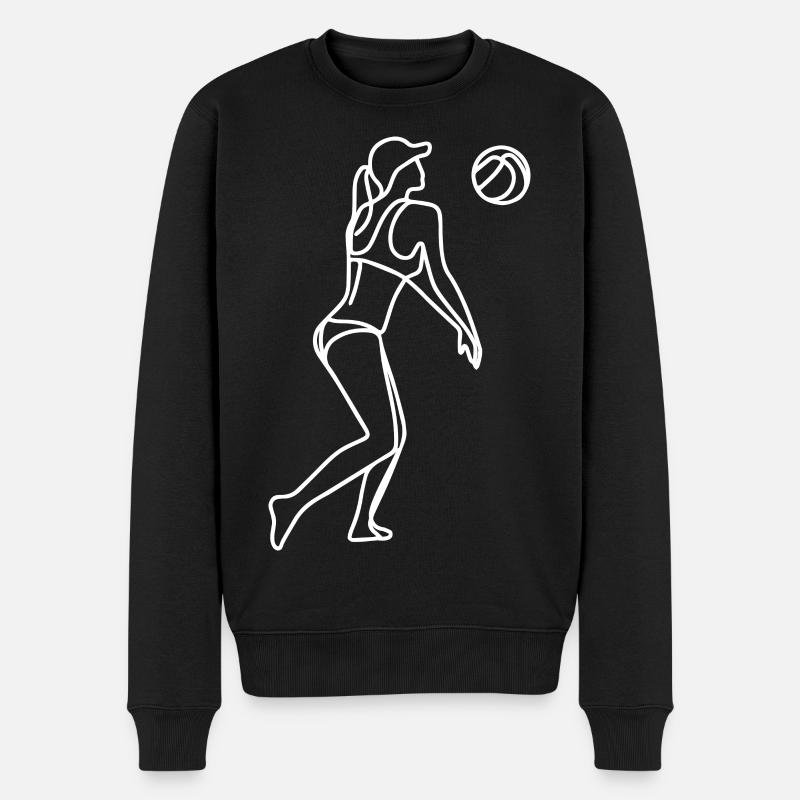 Dessin d’un joueur de beach-volley - Pull Premium bio Homme - noir