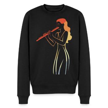Croquis de joueur de flûte vintage - Pull Premium bio Homme - noir - Devant - Nico (187cm)