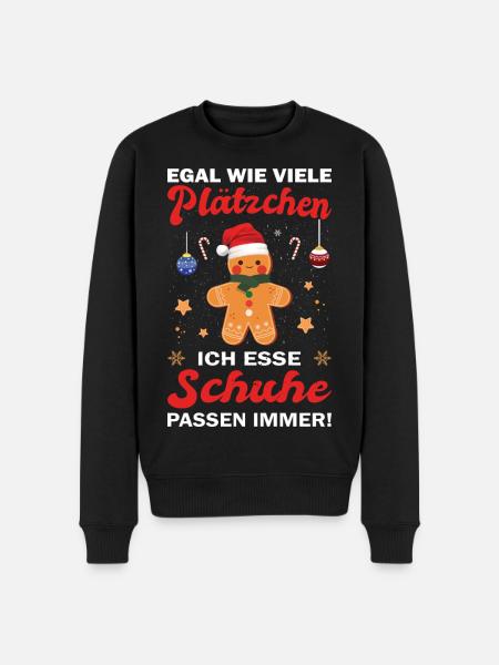 Weihnachtsgeschenk Lebkuchenmann Plätzchen Schuhe - Männer Premium Bio Pullover - Schwarz