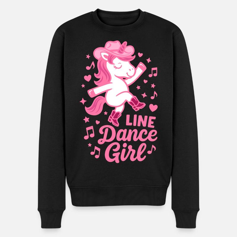 Line Dance Einhorn Girl - Tanzen Geschenk - Männer Premium Bio Pullover - Schwarz