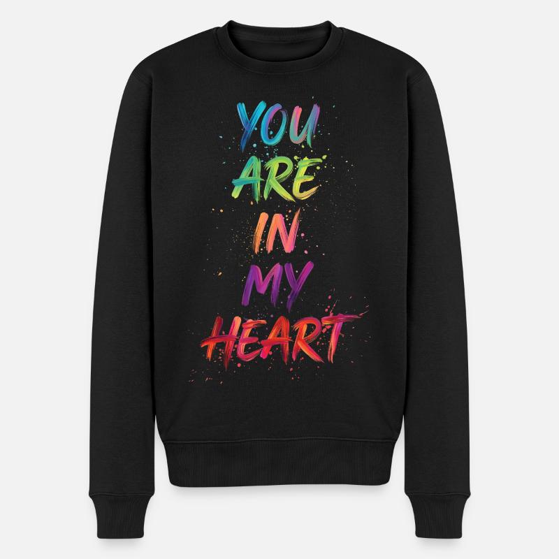 Du bist in meinem Herzen Farbtext Gemälde Druck - Männer Premium Bio Pullover - Schwarz