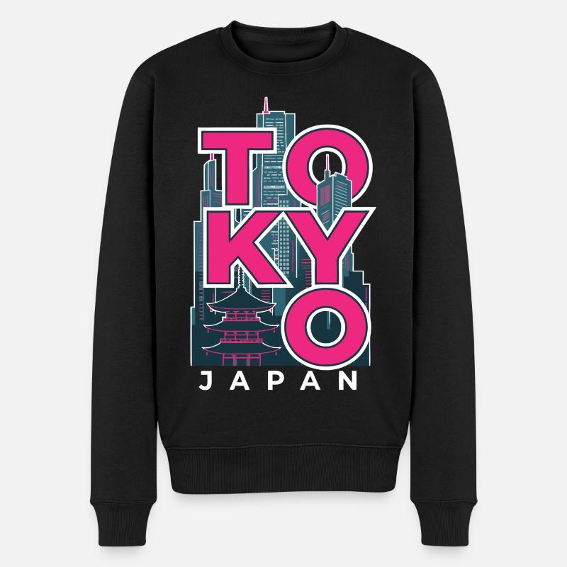 Tokyo Japon Skyline Rétro - Pull Premium bio Homme - noir
