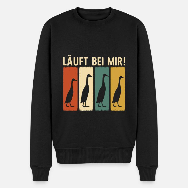 Laufenten - Läuft bei mir - Laufenten Retro Design - Männer Premium Bio Pullover - Schwarz