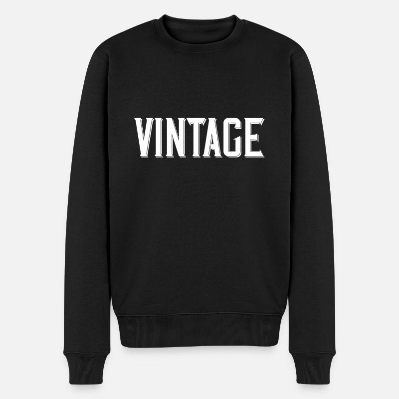 Vintage - Männer Premium Bio Pullover - Schwarz
