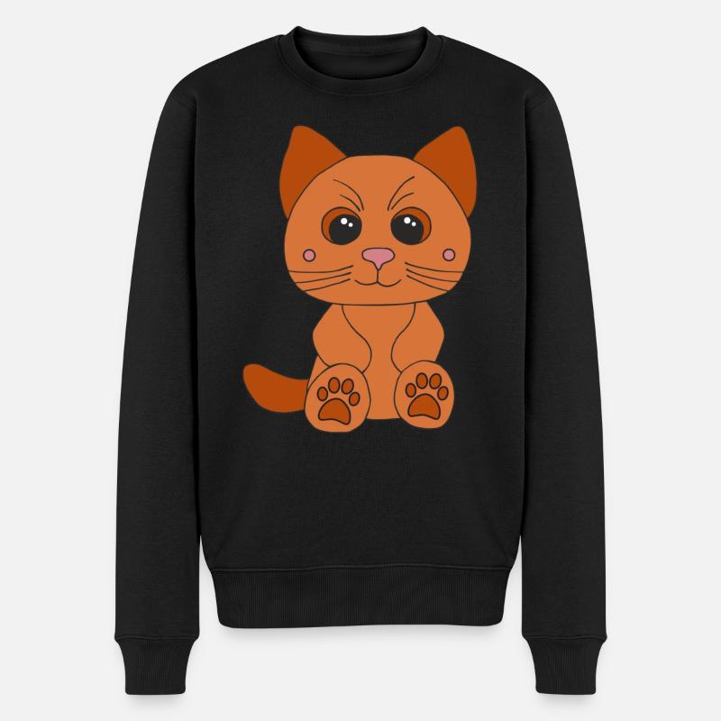 Süße braune Katze - Männer Premium Bio Pullover - Schwarz