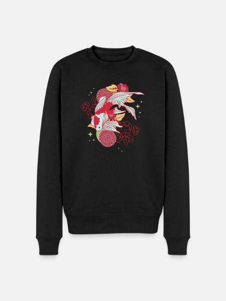 Koi Flowers Floral - Men's Premium Organic Jumper - black