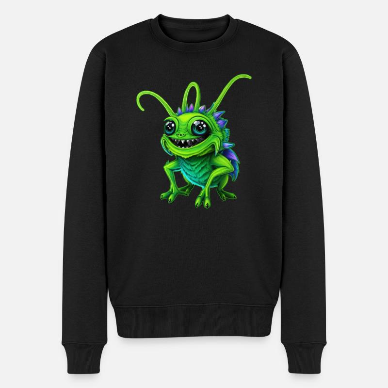 Grüne Monster-Grille - Männer Premium Bio Pullover - Schwarz