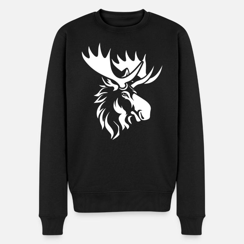 Elch - Männer Premium Bio Pullover - Schwarz