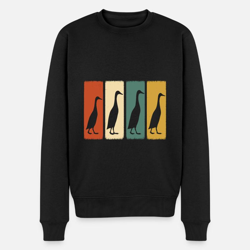 Laufenten Retro Laufente Entenzüchter Entenzucht - Männer Premium Bio Pullover - Schwarz