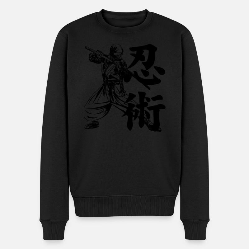 Ninja - Männer Premium Bio Pullover - Schwarz
