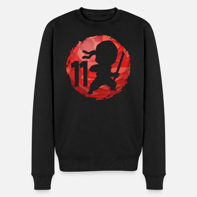 Ninja 11. Geburtstag Junge 11 Jahre alt Kinder - Männer Premium Bio Pullover - Schwarz