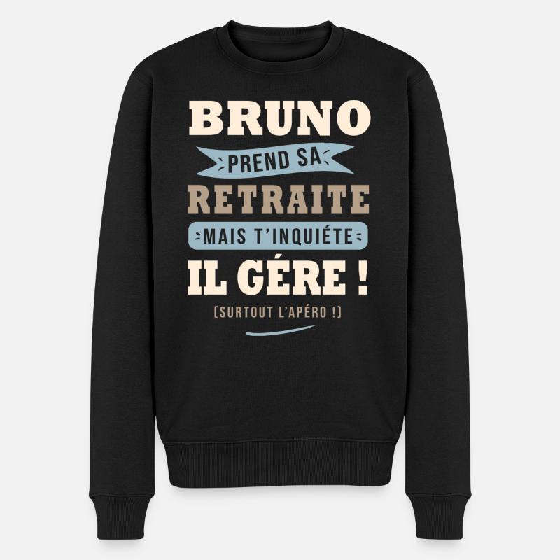 Bruno humour retraite cadeau bruno - Pull Premium bio Homme - noir