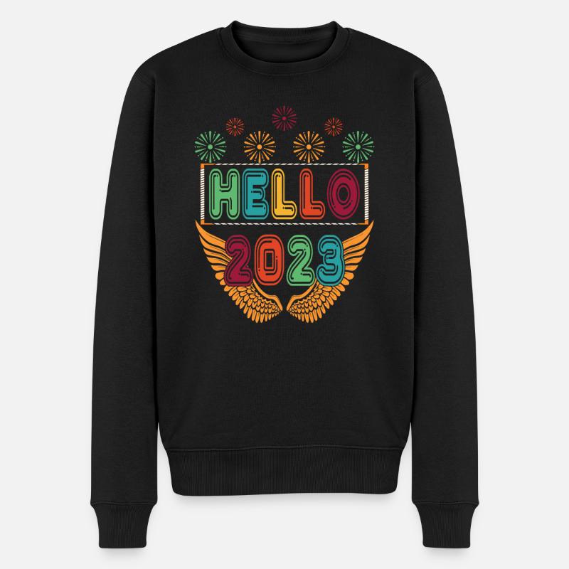 Happy New Year Neujahr Party Silvester 2023 - Männer Premium Bio Pullover - Schwarz