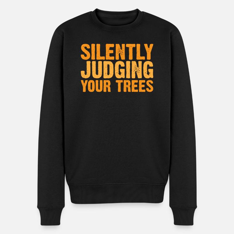 Holz Kettensäge Holzfäller Holzarbeiter Klettern - Männer Premium Bio Pullover - Schwarz