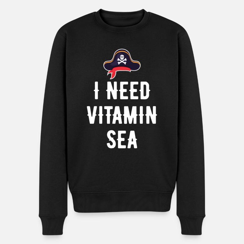 ICH BRAUCHE VITAMIN SEA - Männer Premium Bio Pullover - Schwarz