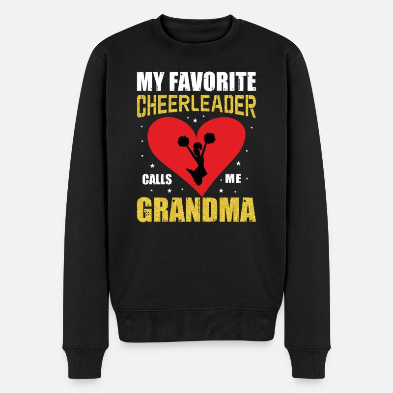 Stolze Oma Von Cheerleader Football Großmutter - Männer Premium Bio Pullover - Schwarz