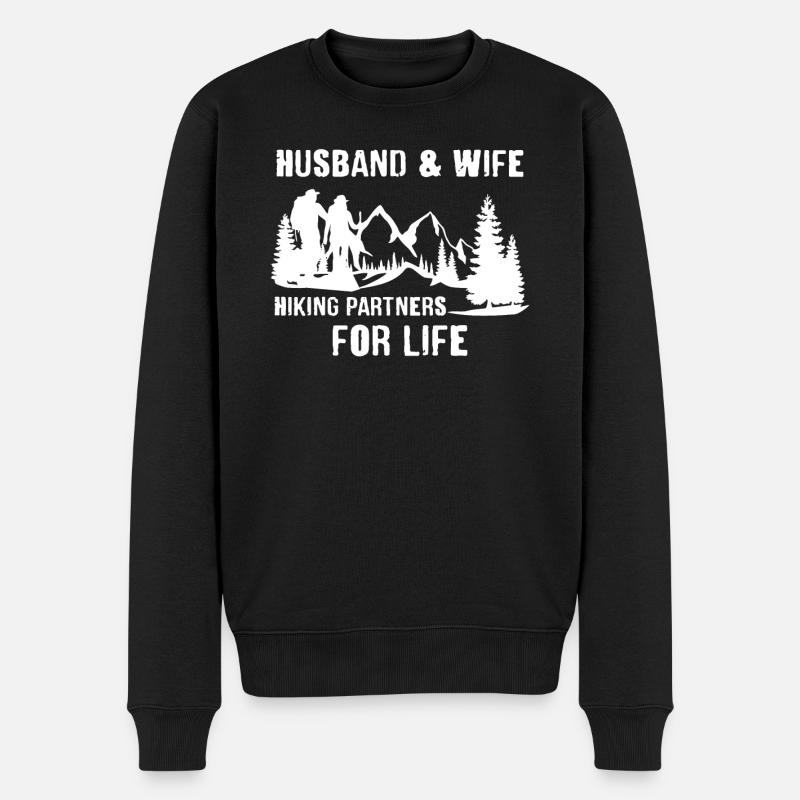Wandern Camper Outdoor Ehefrau Verheiratet Ehemann - Männer Premium Bio Pullover - Schwarz