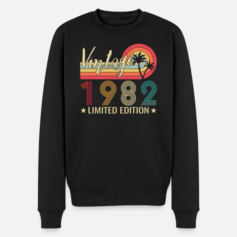 Jahrgang 1982 geboren Retro 1982 Geburtstag - Männer Premium Bio Pullover - Schwarz
