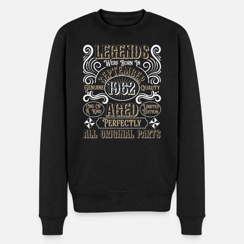 1962 September Geburtstag Legende - Männer Premium Bio Pullover - Schwarz