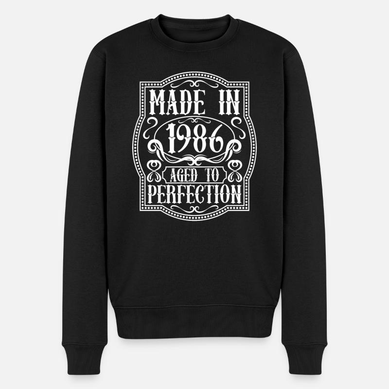1986 Geburtstag Geboren Jahrgang 86 Feier - Männer Premium Bio Pullover - Schwarz