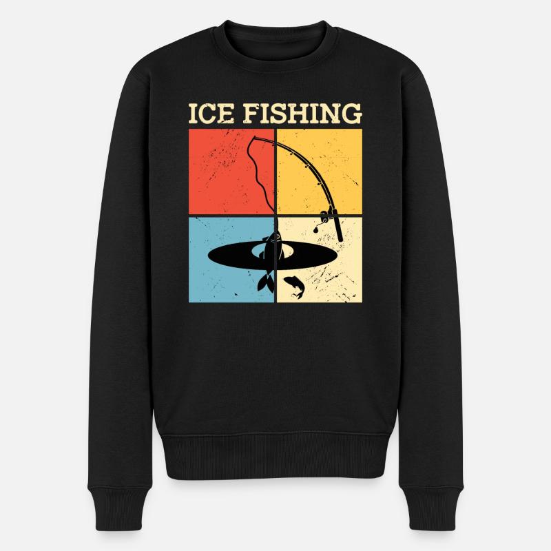 Eisfischen Angeln Eisfischer Eisfisch - Männer Premium Bio Pullover - Schwarz