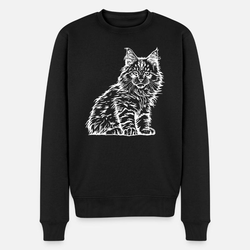 Maine Coon Katze Kater Haustier Stubentiger - Männer Premium Bio Pullover - Schwarz