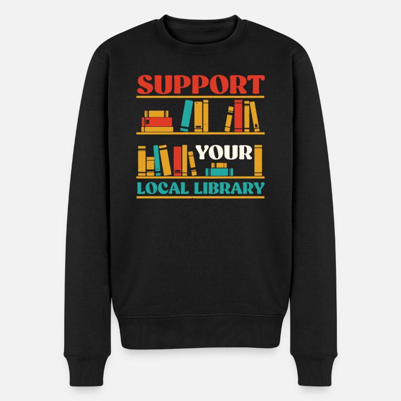 Bibliothek Bibliothekar Lesen - Männer Premium Bio Pullover - Schwarz