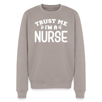 Arzthelferin Krankenpflegerin Arztpraxis Nadel - Männer Premium Bio Pullover - Taupe - Vorne - Nico (187cm)