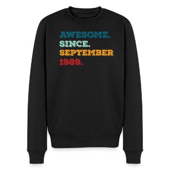 Anniversaire Septembre 1989 Naissance Année de naissance - Pull Premium bio Homme - noir - Devant - Nico (187cm)