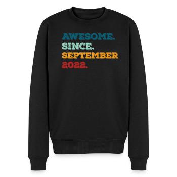 Geburtstag September 2022 Geboren Geburtsjahr - Männer Premium Bio Pullover - Schwarz - Vorne - Nico (187cm)