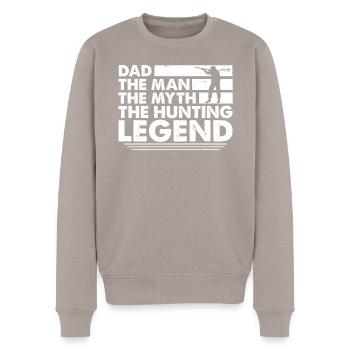 Jäger Papa Sohn Vater Jagd Jagen - Männer Premium Bio Pullover - Taupe - Vorne - Nico (187cm)