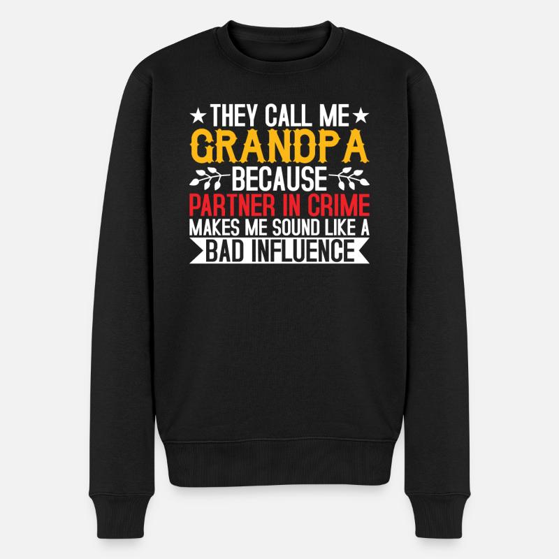 Opa der schlechte Einfluss - Männer Premium Bio Pullover - Schwarz